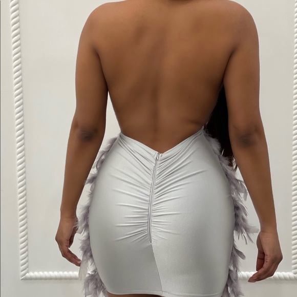 Glitter Cloud Silver Halter Dinner/Birthday Dress - Picture 2 of 5